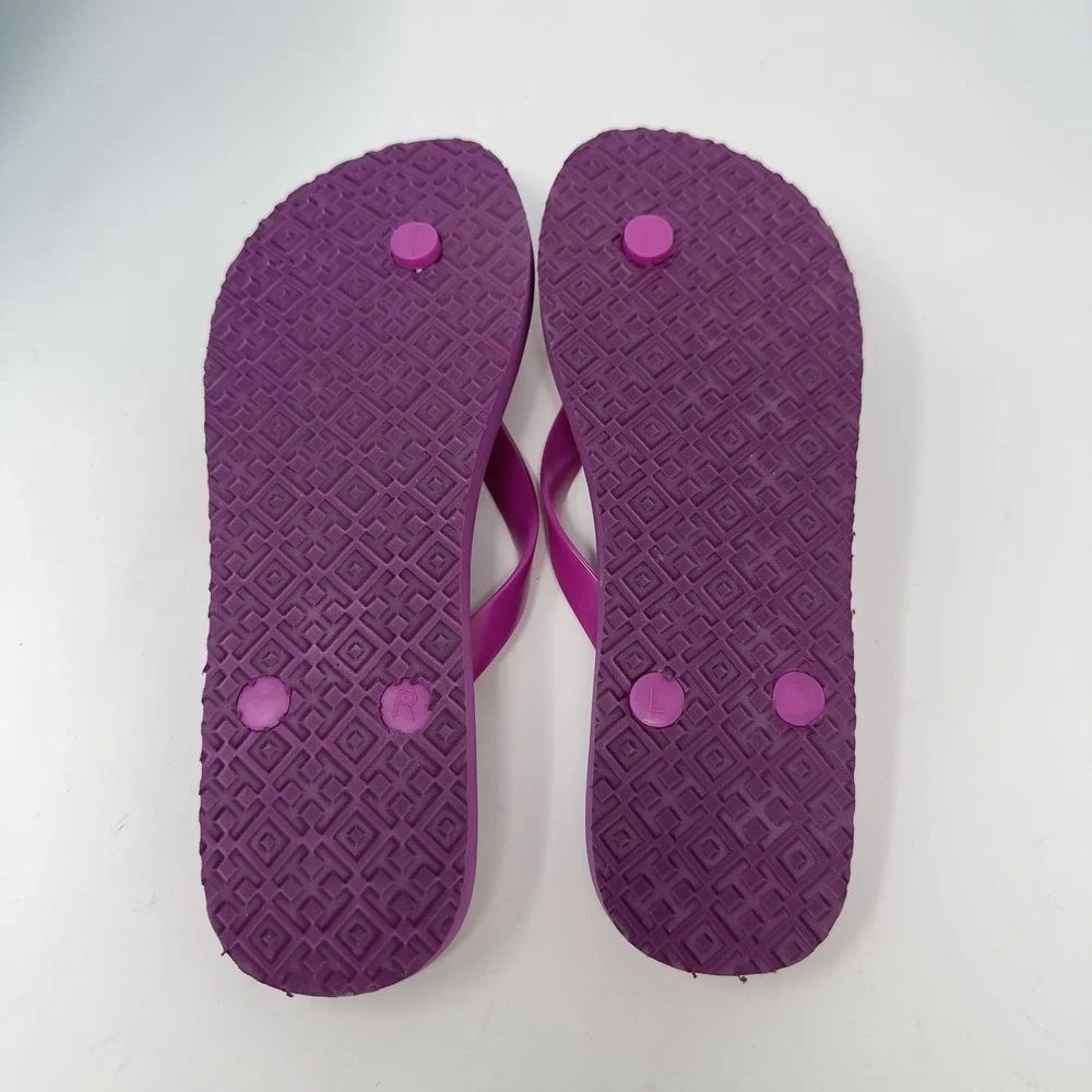 Tory Burch Thandie Logo Print Flip Flop Sandals Hot Pink Orange Womens 7